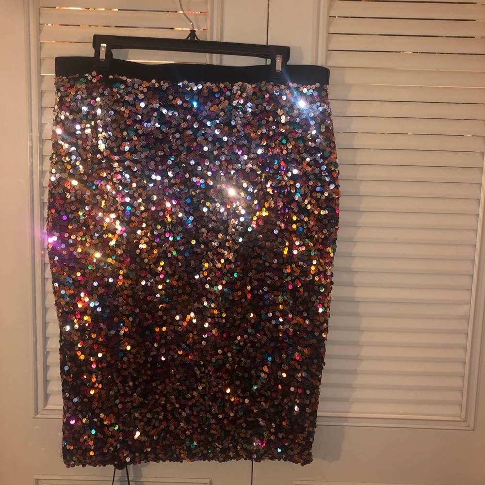 Colorful sequin pencil skirt size L